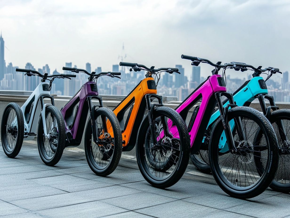 Stylish electric bicycles showcasing their features.