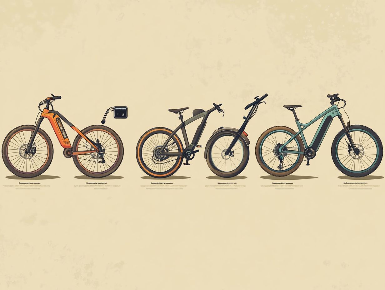 An infographic showing the 5 key differences between E-Bike types.