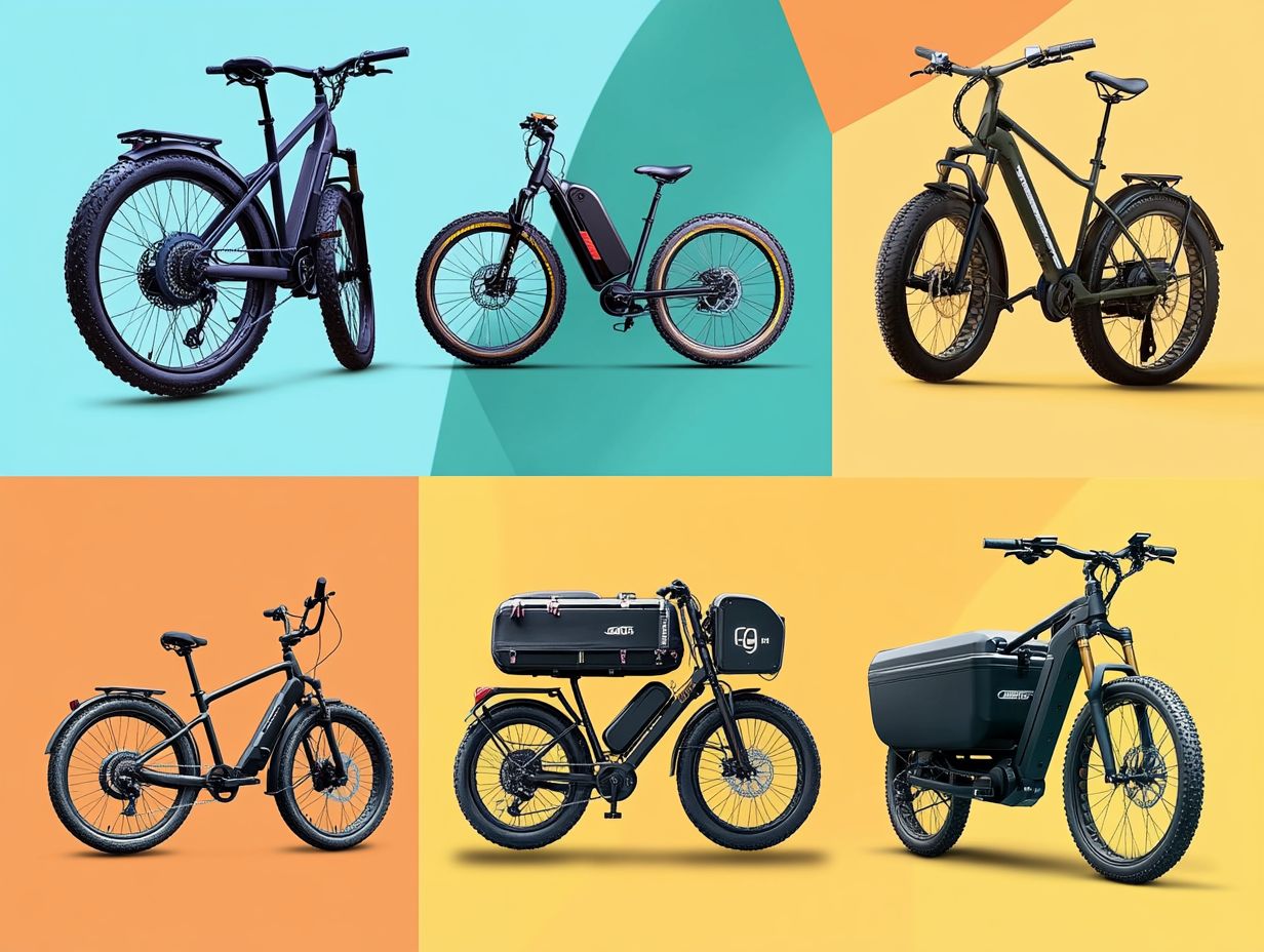 Image showcasing various electric hybrid bikes on a trail.