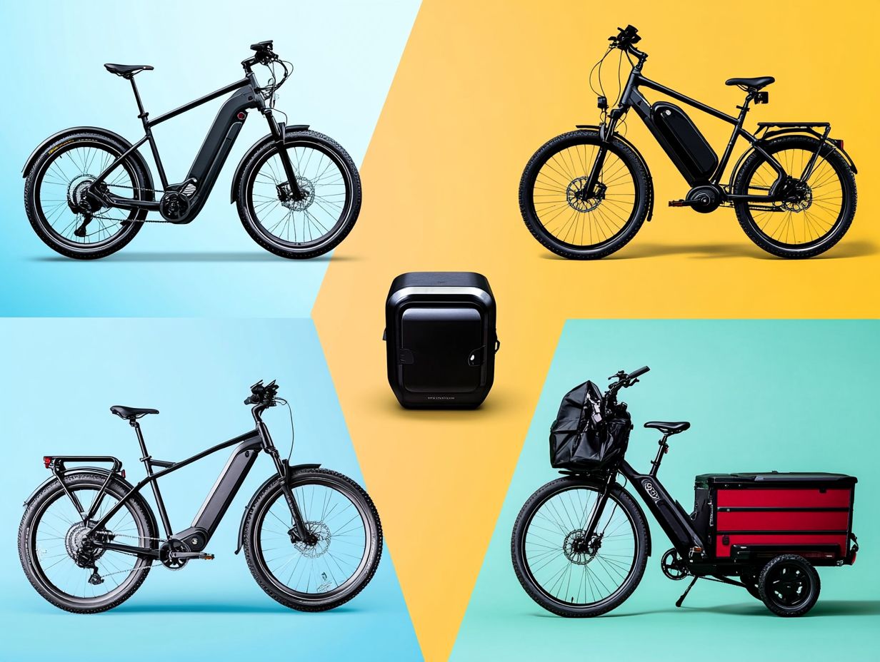 Illustration of various electric bike types