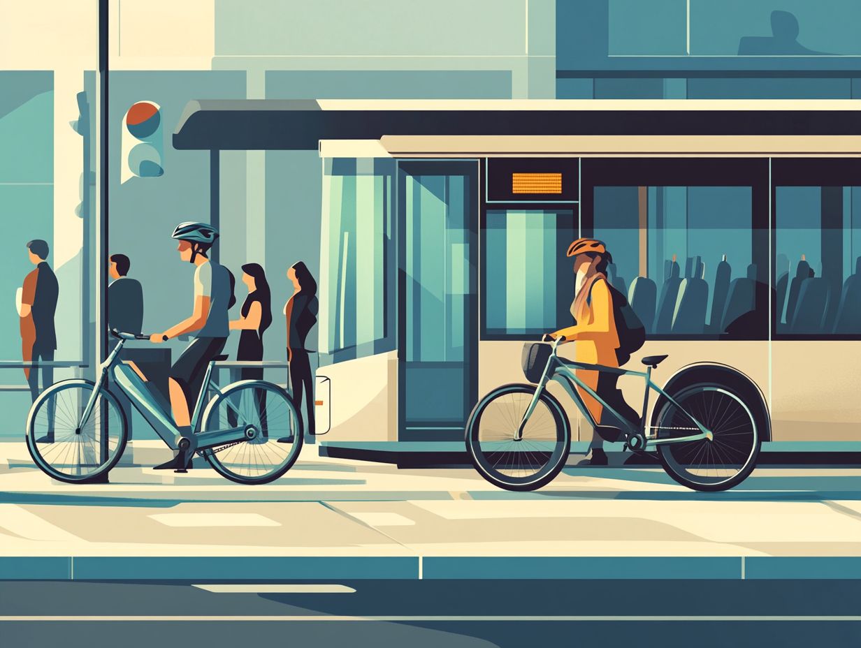 Infographic outlining key takeaways about electric bicycles and public transport.