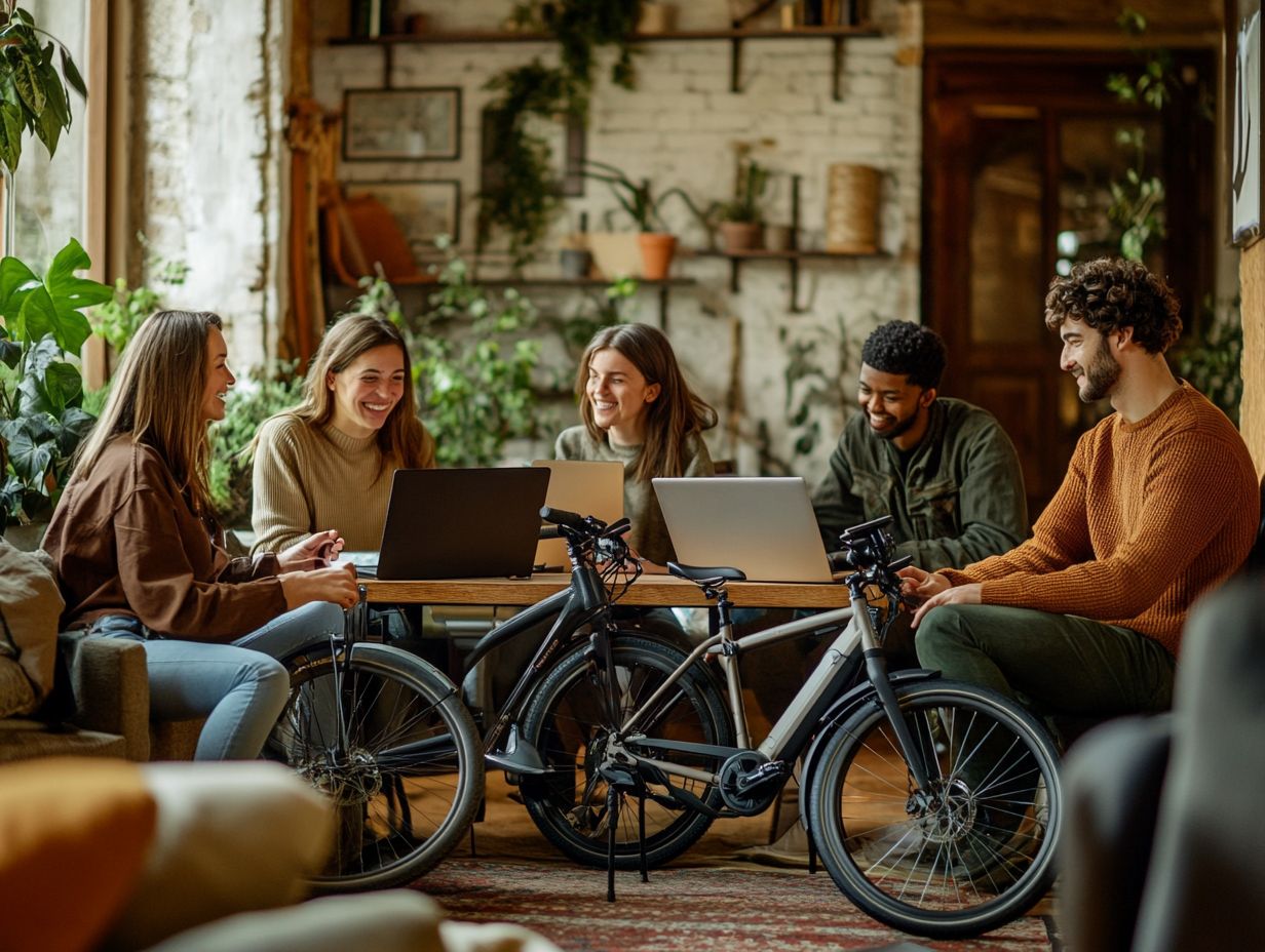 A group of e-bike enthusiasts sharing tips and experiences