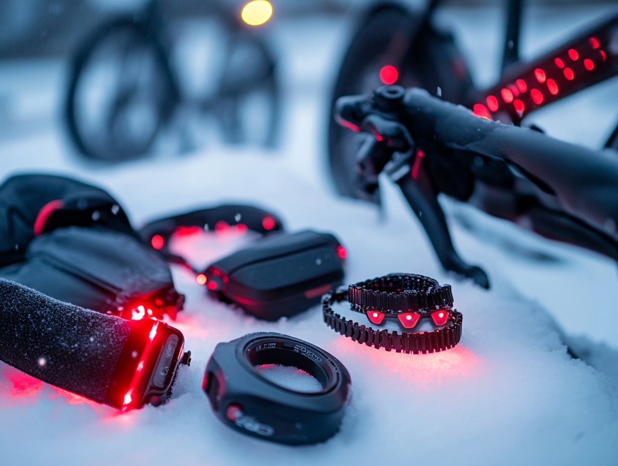 Reflective gear and lights for winter cycling safety