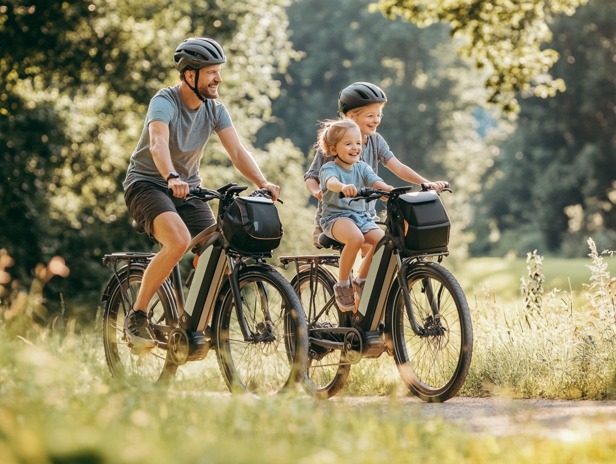 A child safely riding in a bicycle seat, illustrating suitable age guidelines.