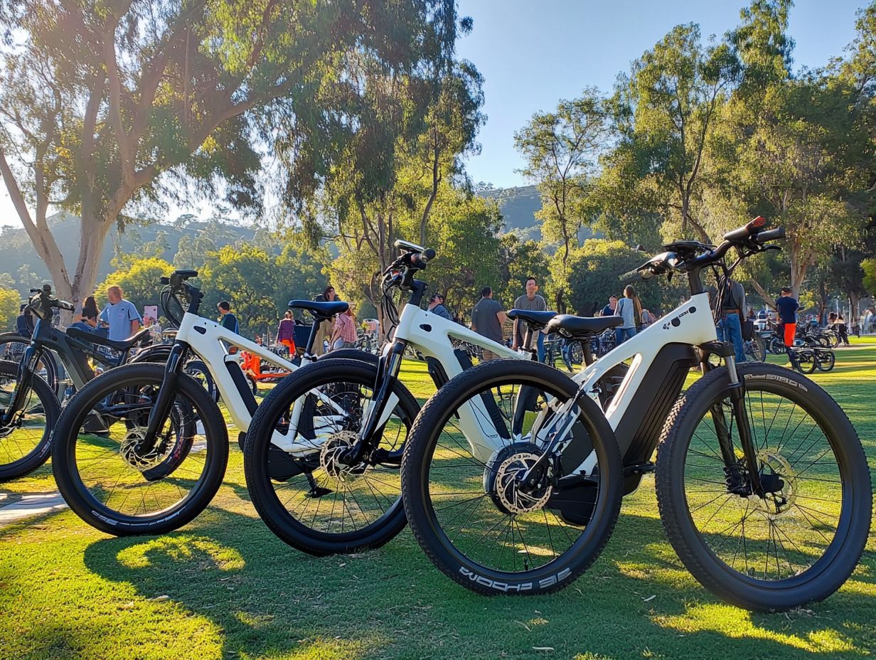 A variety of electric bicycles suitable for different age groups