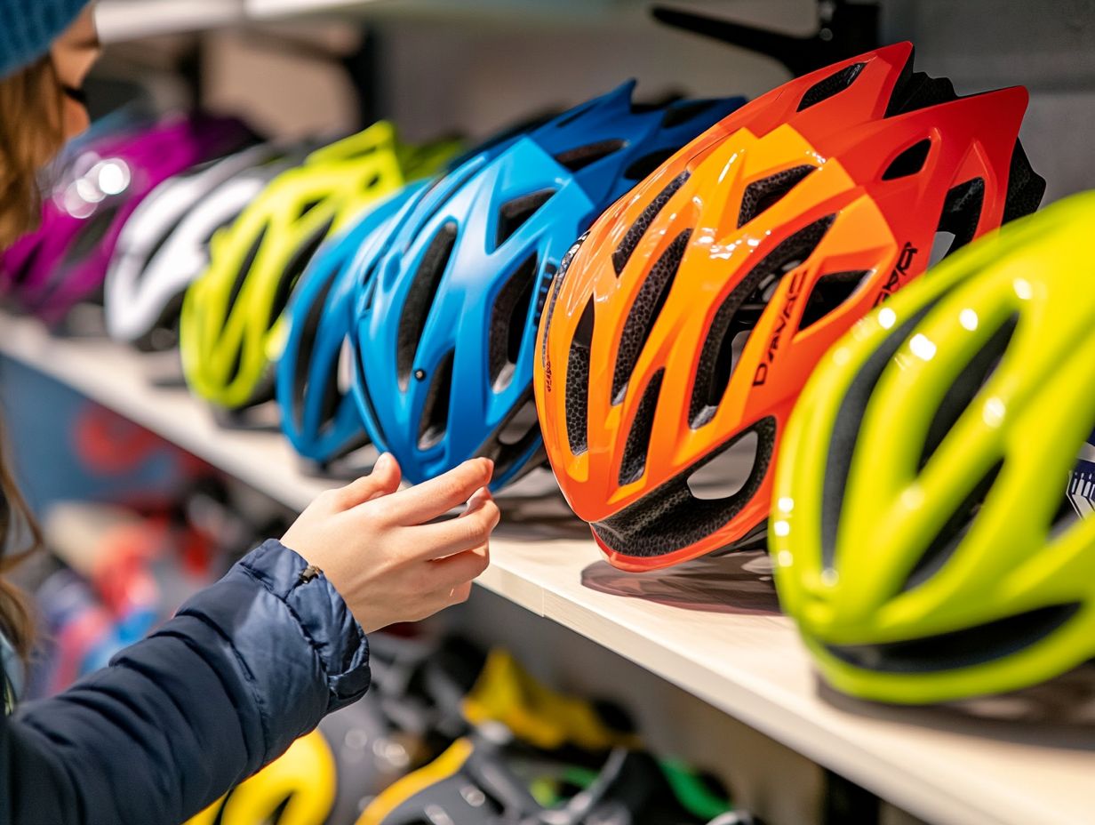 Person choosing a helmet for e-biking