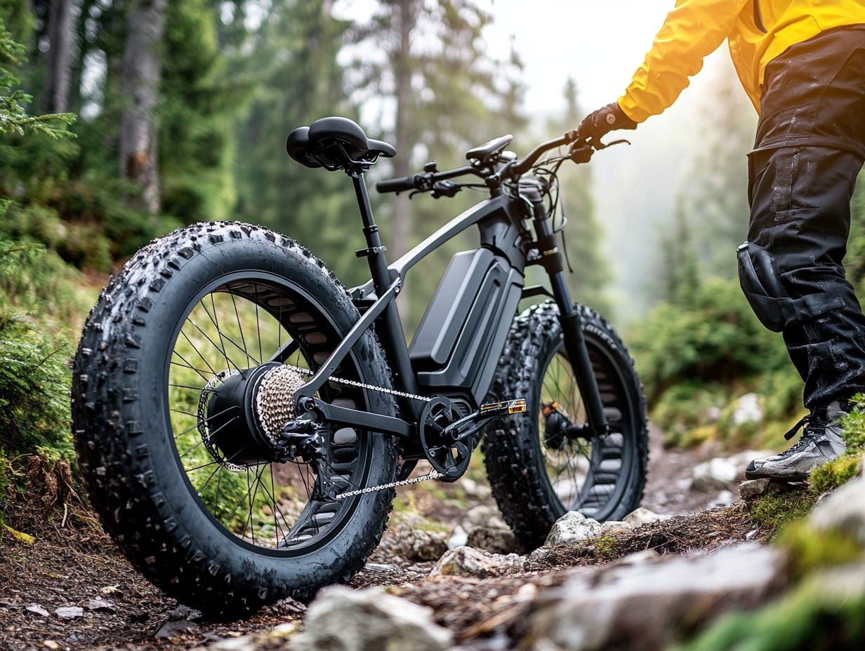 An off-road e-bike navigating rugged trails.