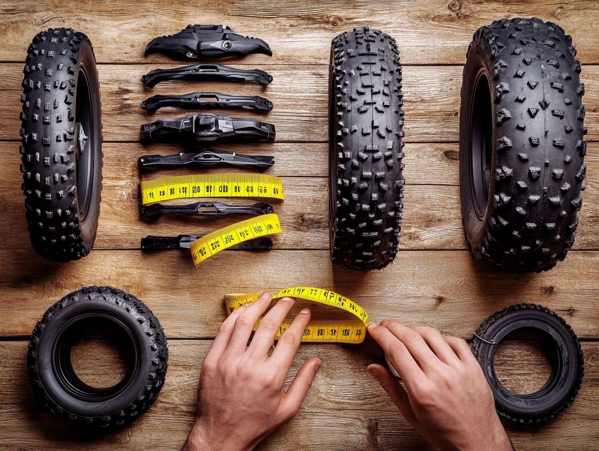 Illustration showing different sizes and widths of e-bike tires.