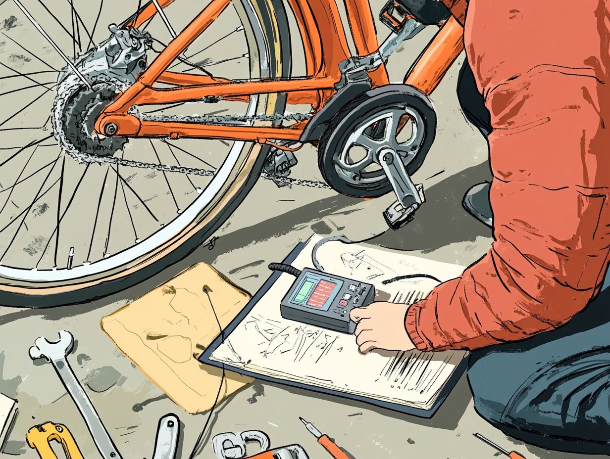 Illustration summarizing key takeaways for diagnosing electric bicycle speed issues.