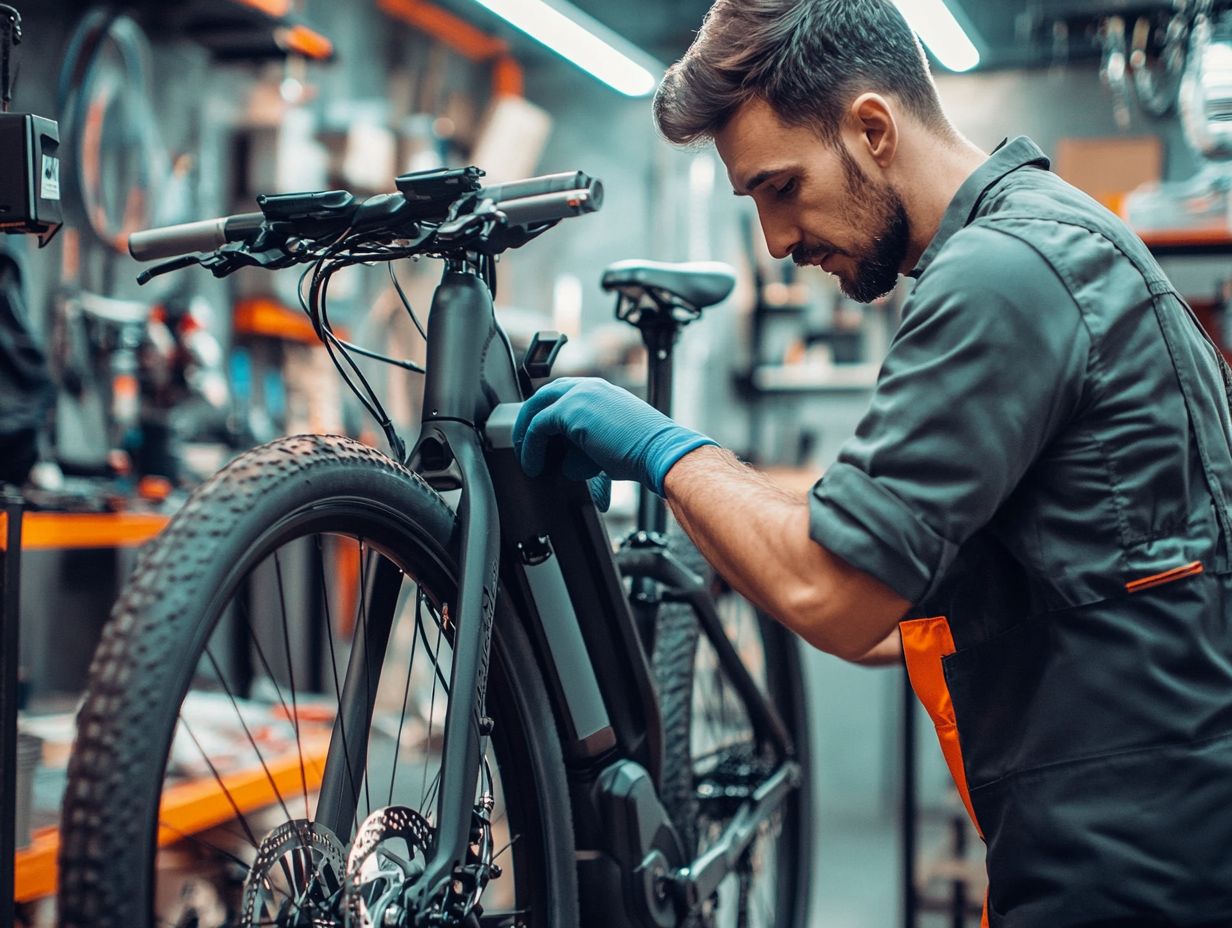 Illustration showing how to fix noisy brakes on an electric bike