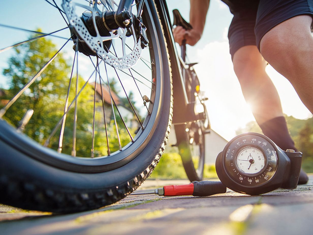 Inspecting the brakes on an electric bicycle