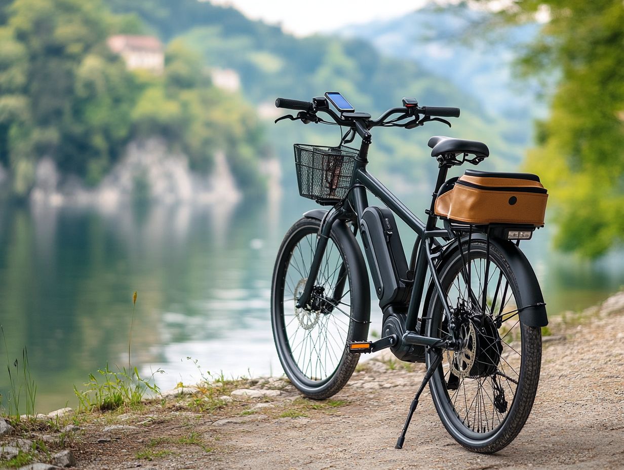 A variety of performance accessories for e-bikes displayed together.