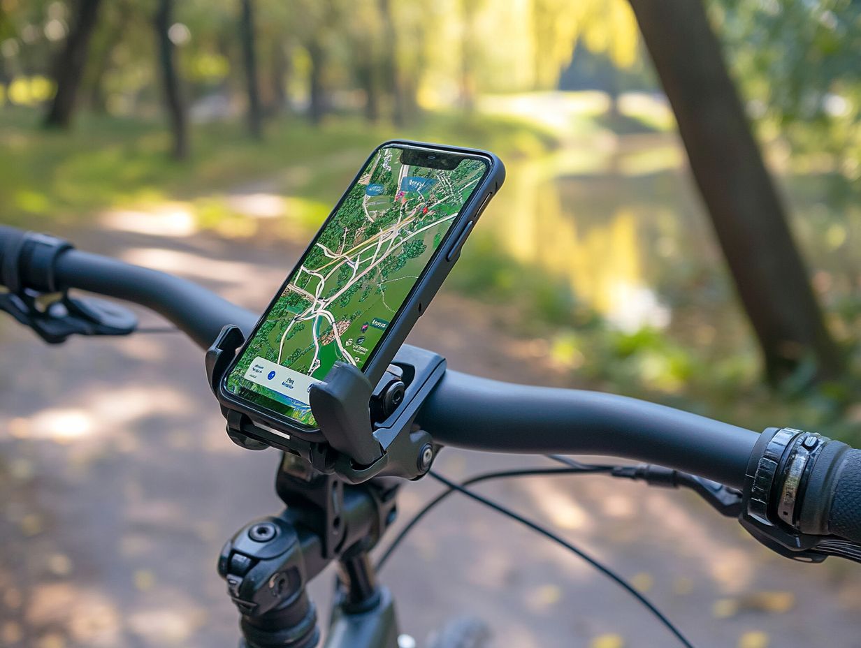 E-bike phone holder mounted on a handlebar.