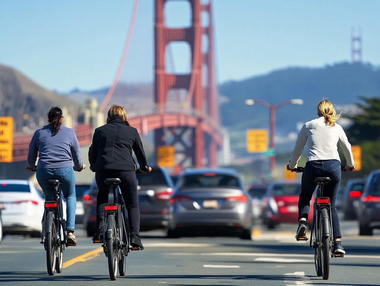 Designated bike paths for electric bicycles in San Francisco.