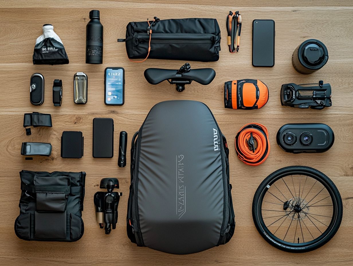 A collection of essential e-bike accessories for long rides