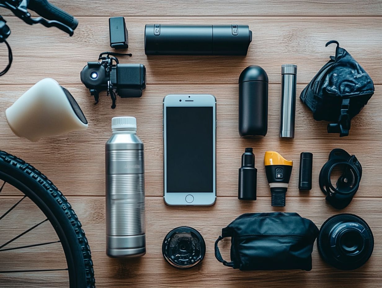 Image showcasing essential gadgets for electric bicycle riders.