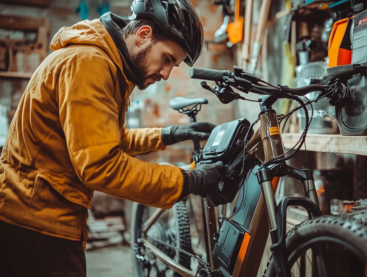 Image showing signs of battery wear and tear on an electric bike.