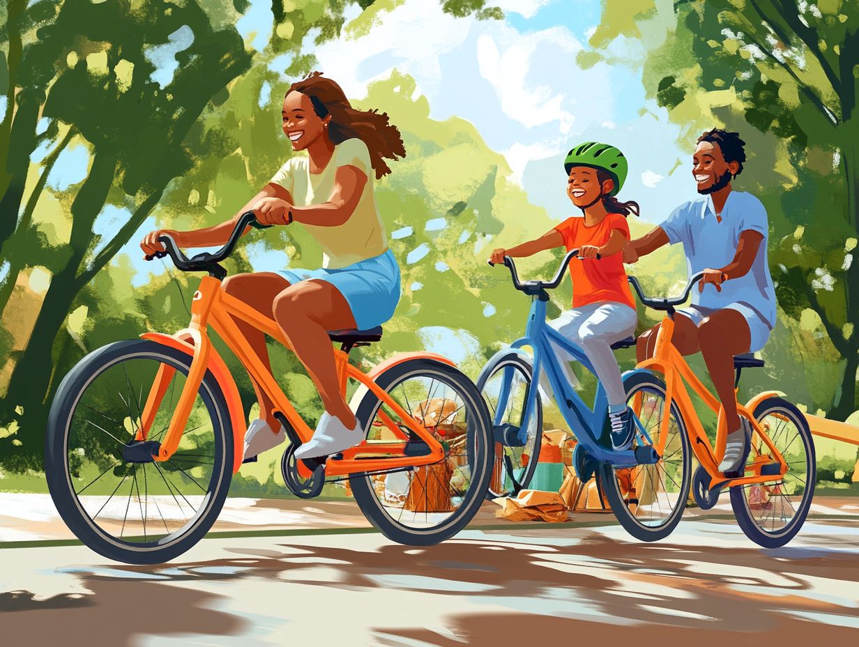 Electric bike family riding