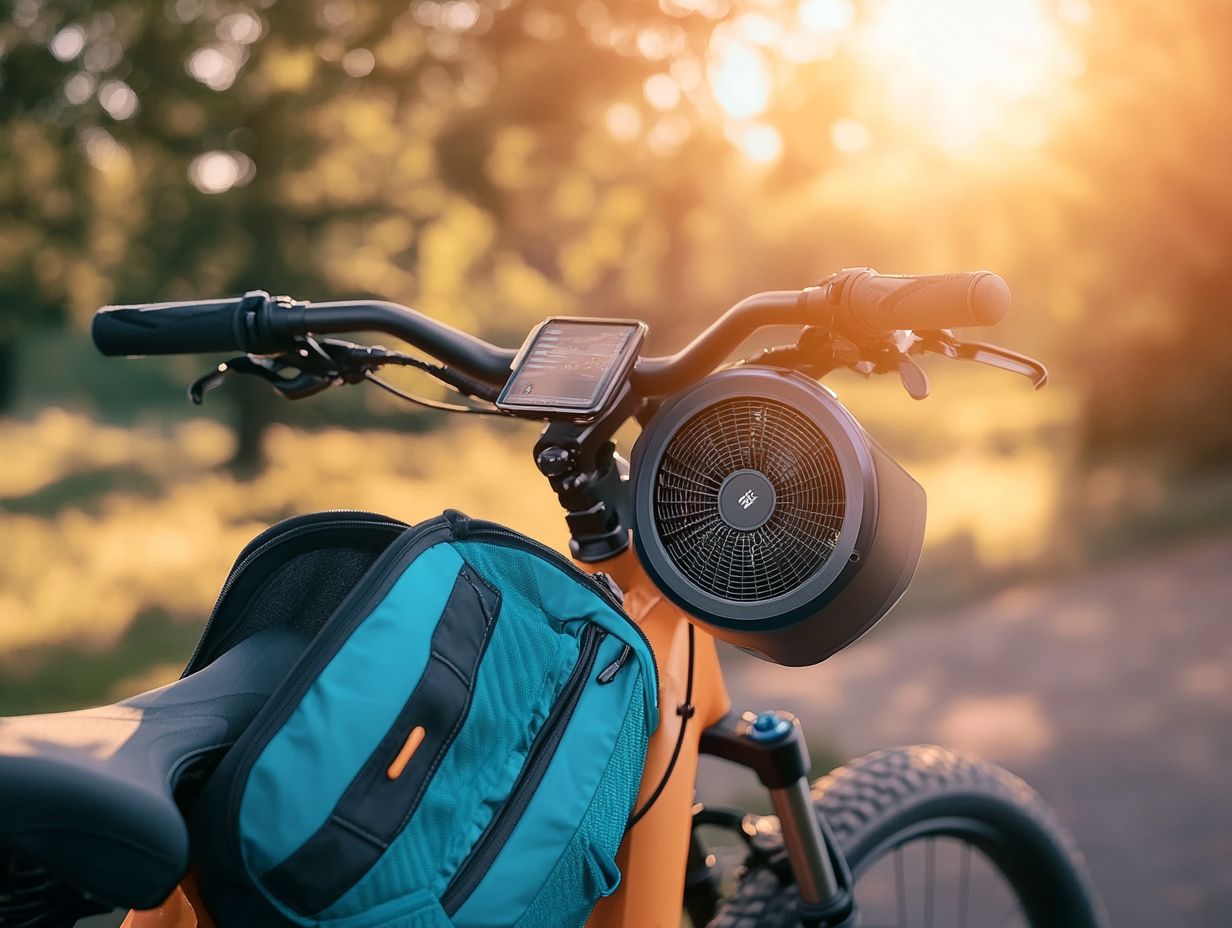 Handlebar-mounted fans help cool an electric bicycle