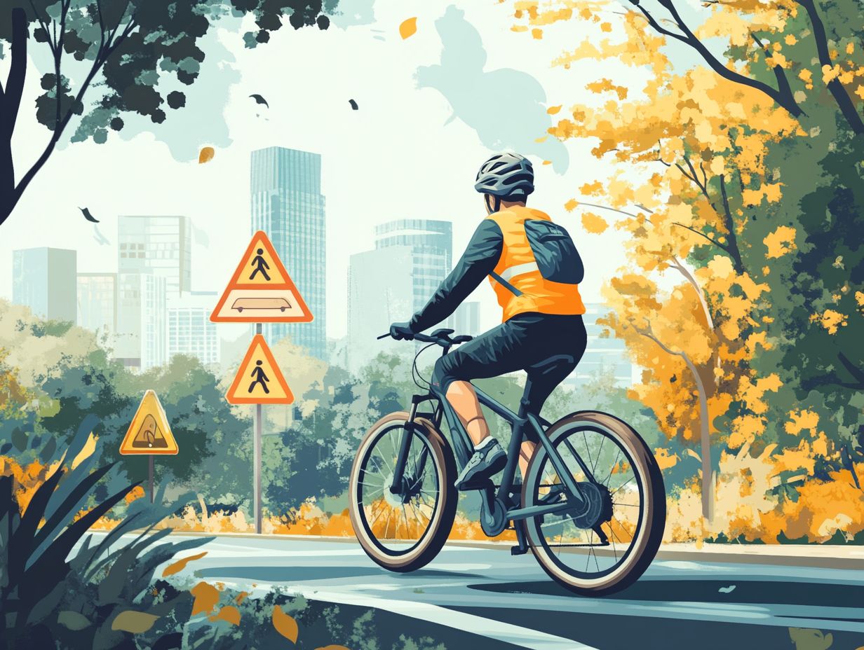 A cyclist wearing a helmet and riding an electric bicycle safely.