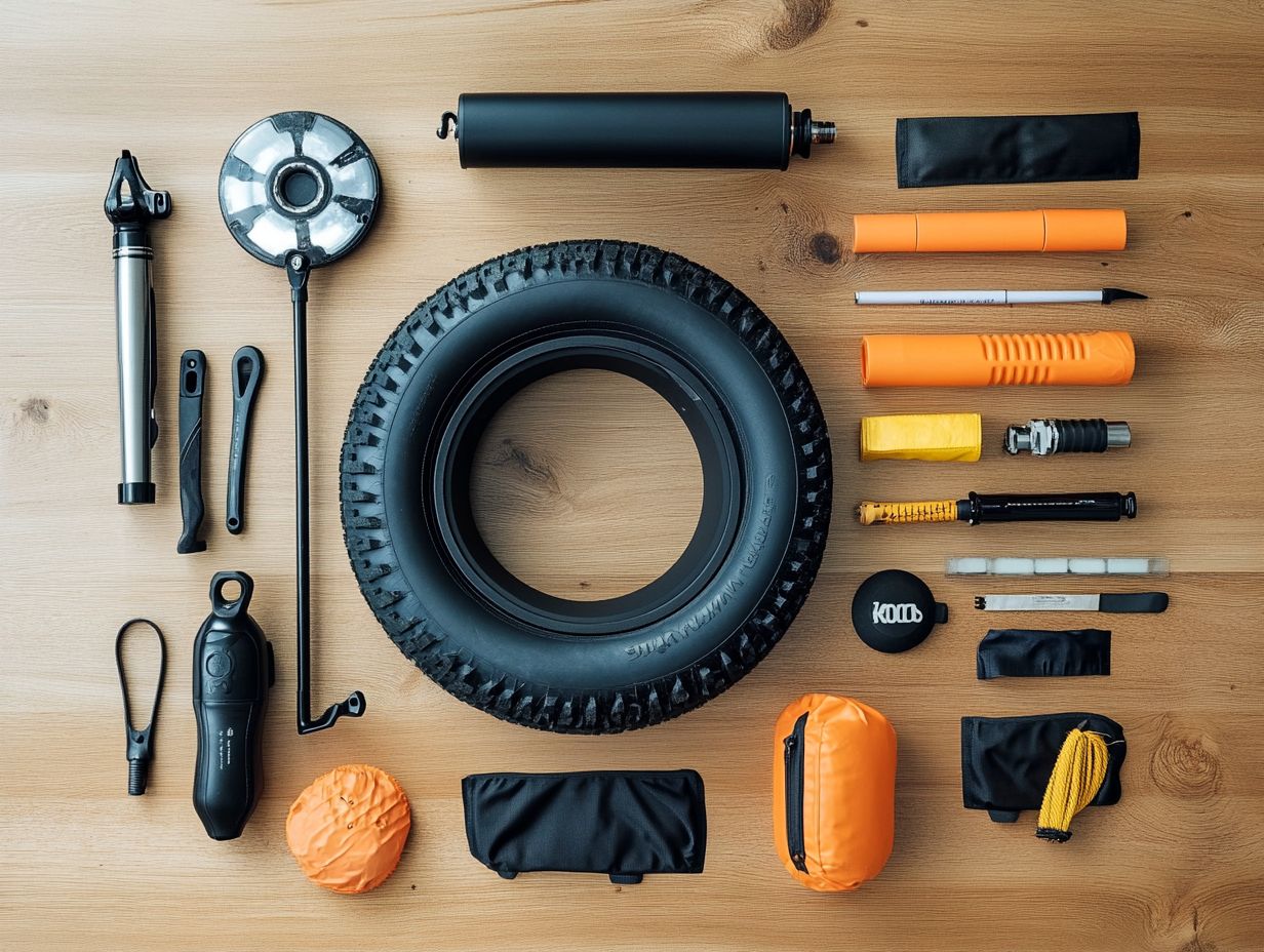 Image showing essential accessories for electric bicycle tire maintenance