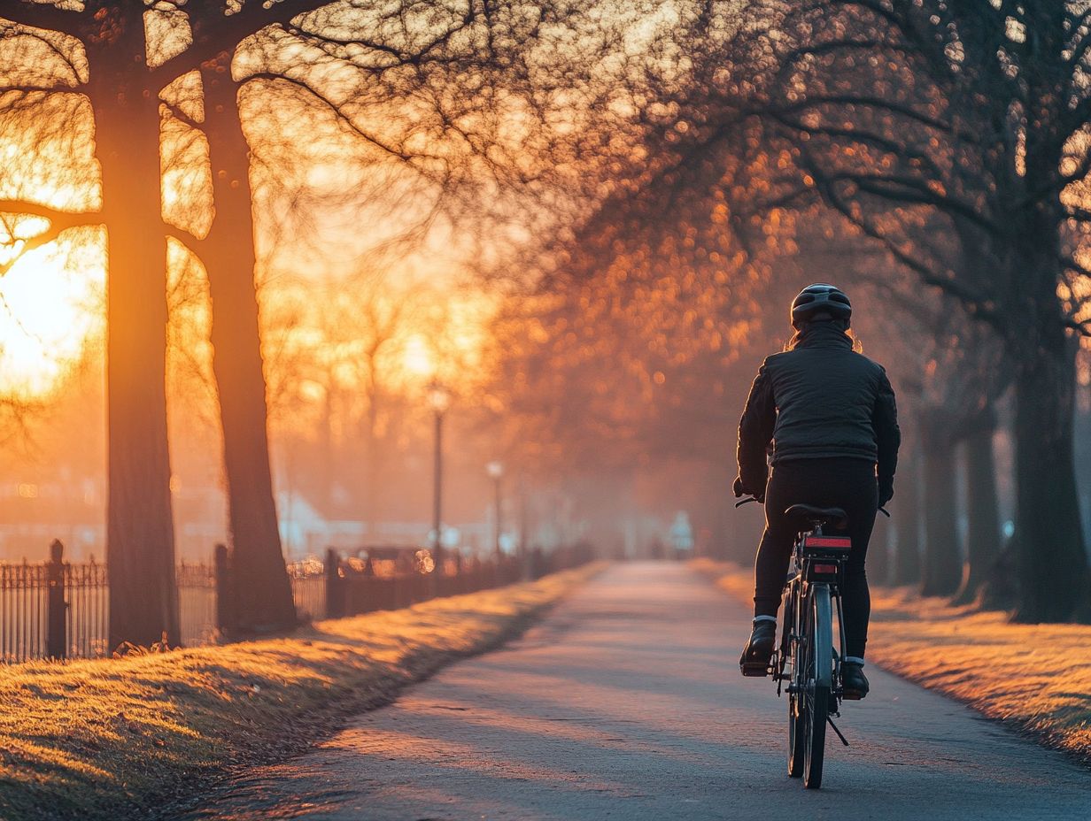 A scenic view of a cyclist riding an electric bicycle