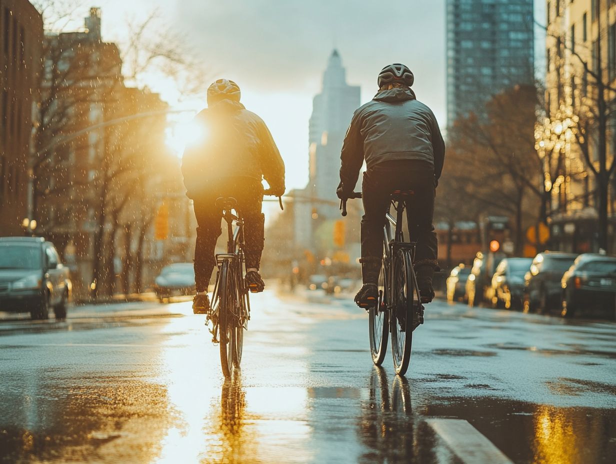 A rider navigating through rain on an e-bike.