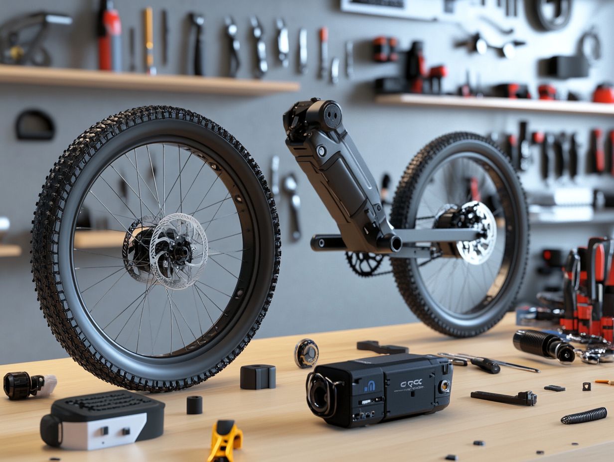 Image of electric bike brakes and suspension systems